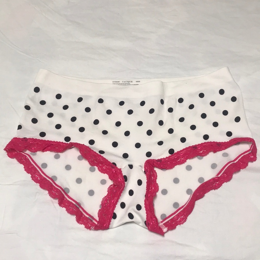 Cacique White with Black Polka Dots and Lace Panty